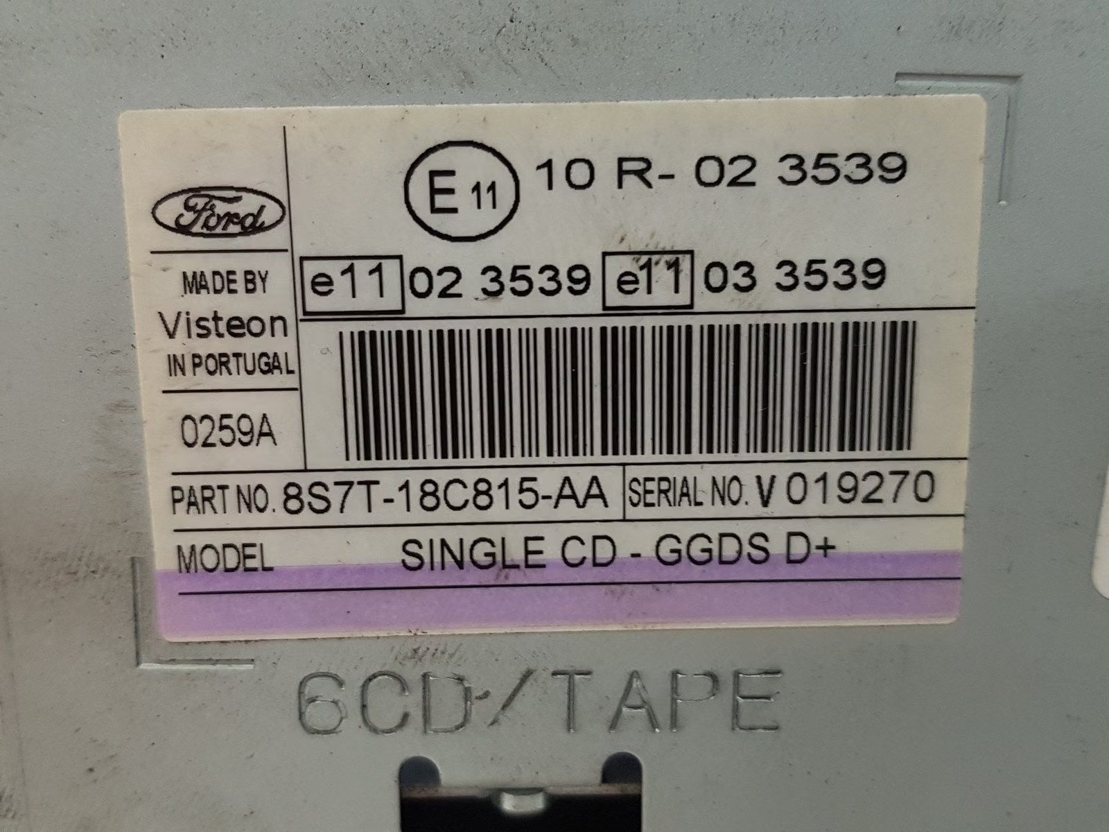 Ford Visteon SINGLE CD - GGDS D+ V019270